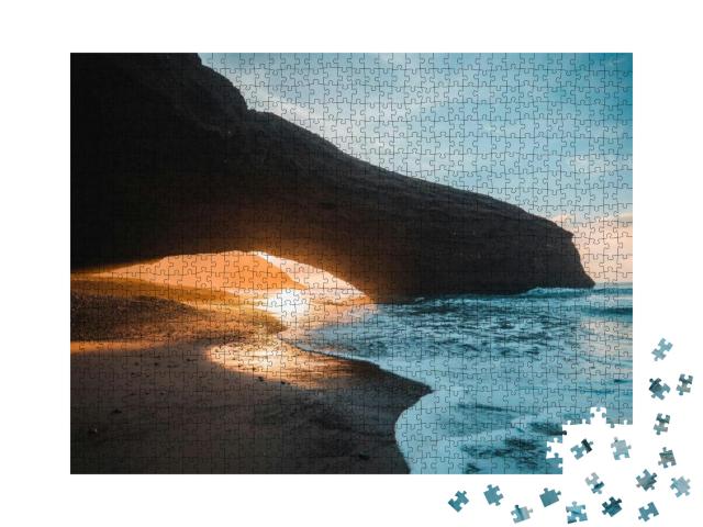 Puzzle 1000 Teile „Steinbogen am Legzira Beach in der Nähe von Agadir, Marokko“