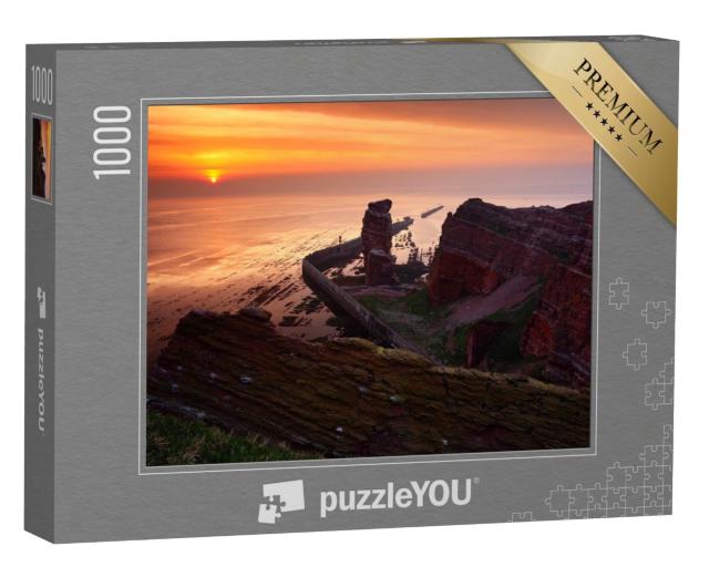 Puzzle 1000 Teile „Sonnenuntergang an der felsigen Küste von Helgoland, Deutschland“