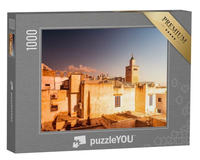 Puzzle 1000 Teile „Al-Zaytuna Moschee und Altstadt von Tunis in der Morgendämmerung, Tunesien“
