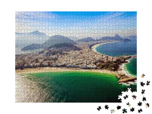 Puzzle 1000 Teile „Luftaufnahme des berühmten Copacabana und Ipanema Strands“