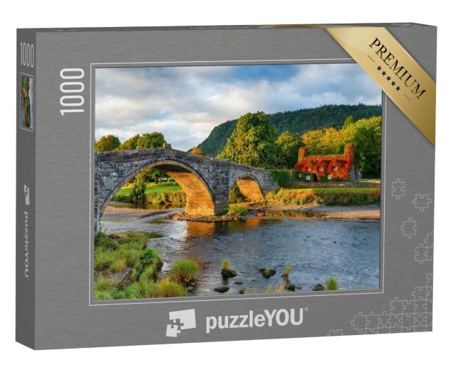 Puzzle 1000 Teile „Herbst an der Llanrwst-Brücke in Nordwales“