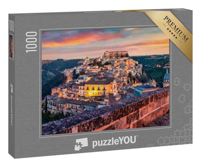 Puzzle 1000 Teile „Sonnenuntergang über Ragusa auf Sizilien, Italien“