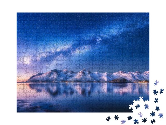 Puzzle 1000 Teile „Milchstraße über einer Winternacht in Norwegen“