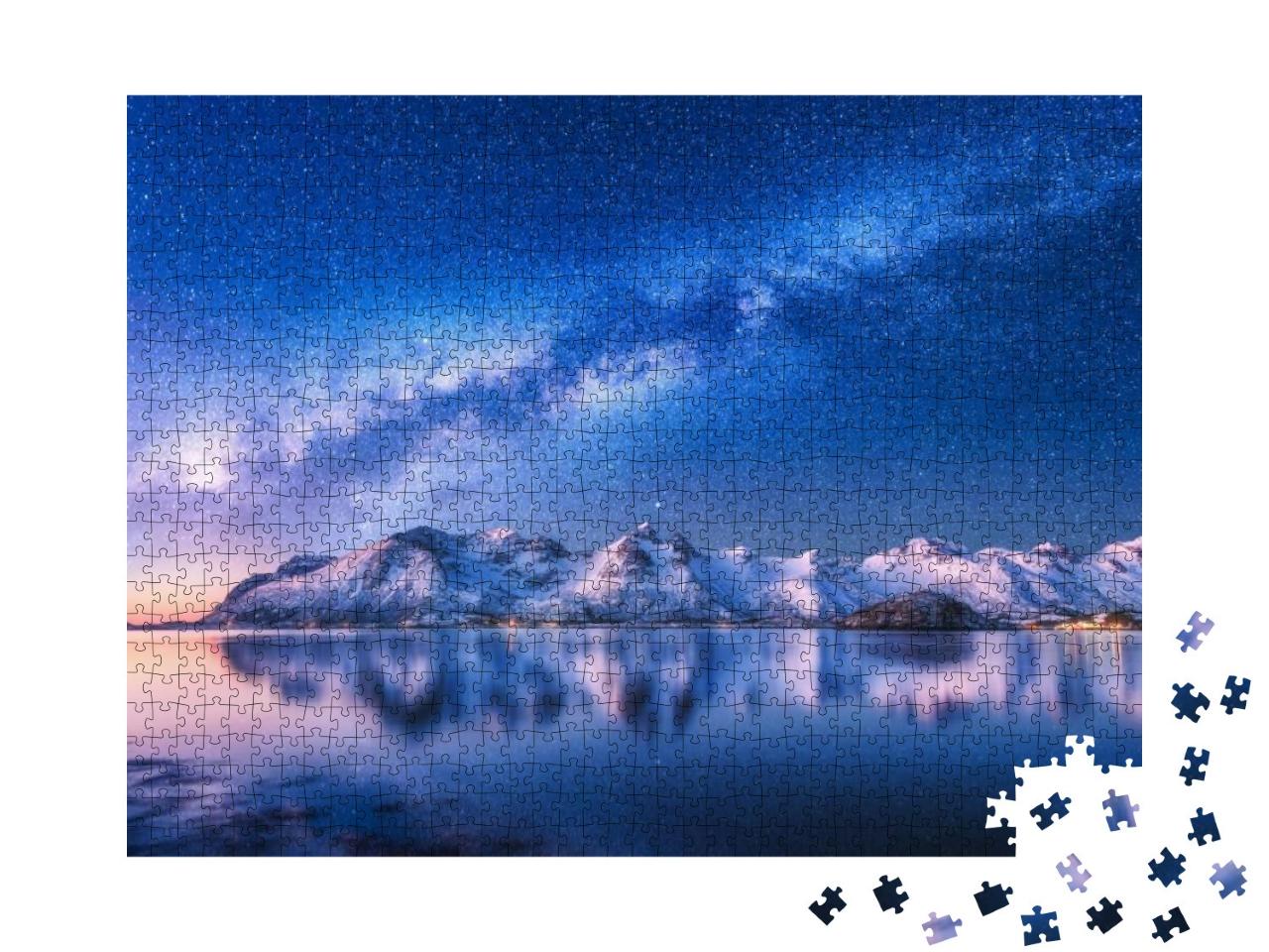 Puzzle 1000 Teile „Milchstraße über einer Winternacht in Norwegen“