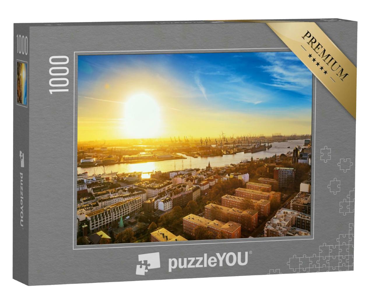 Puzzle 1000 Teile „Hamburg im Sonnenaufgang“