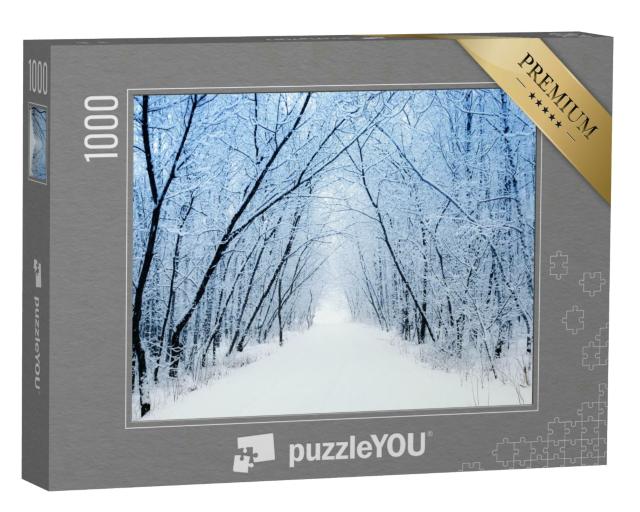 Puzzle 1000 Teile „Ein verschneiter Waldweg“