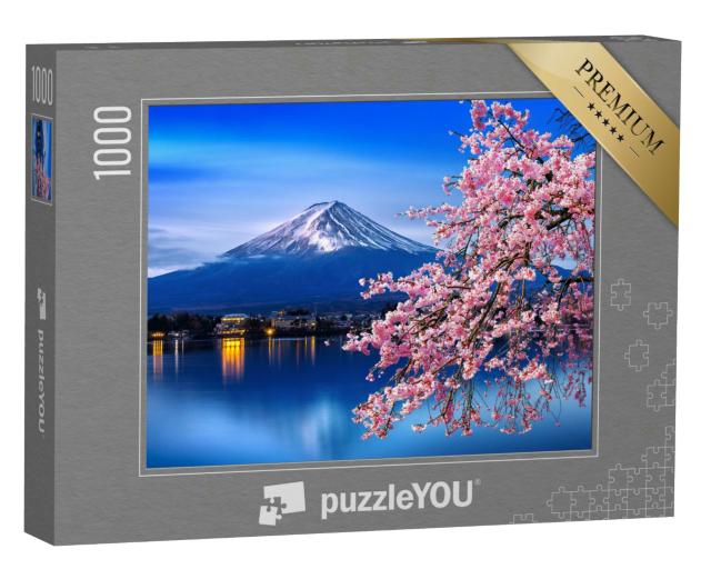 Puzzle 1000 Teile „Kirschblüte am Fuji-Berg im Frühling, Japan“