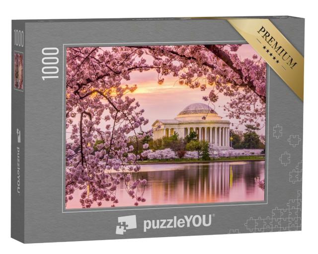 Puzzle 1000 Teile „Washington, DC:  Tidal Basin und Jefferson Memorial während der Kirschblüte“