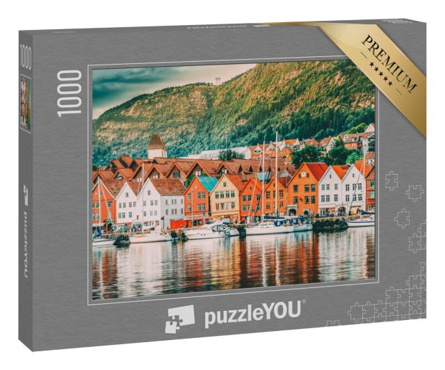 Puzzle 1000 Teile „Die historischen Häuser in Bergen, Norwegen, UNESCO-Weltkulturerbe“