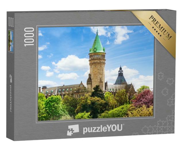 Puzzle 1000 Teile „Bank, Sparkasse, Uhrenturm, Luxemburg“