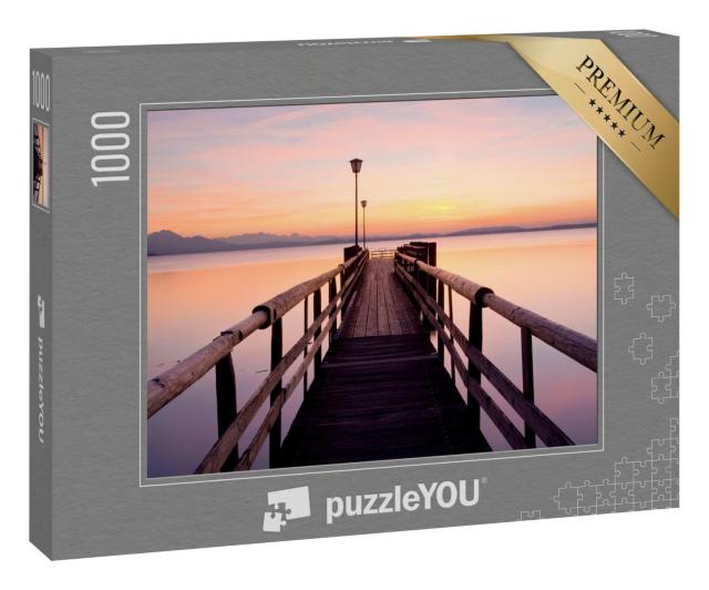 Puzzle 1000 Teile „Dock im Abendlicht bei Chieming am Chiemsee, Deutschland“