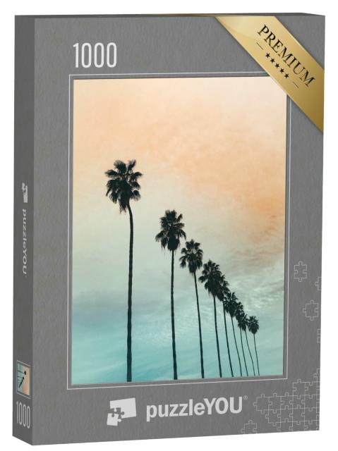 Puzzle 1000 Teile „Sonnenuntergang mit Palmen in Kalifornien“