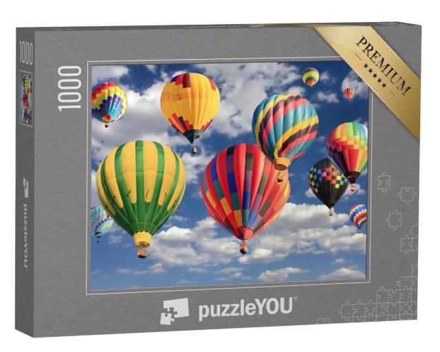 Puzzle 1000 Teile „Bunte Heißluftballons am blauen Himmel“