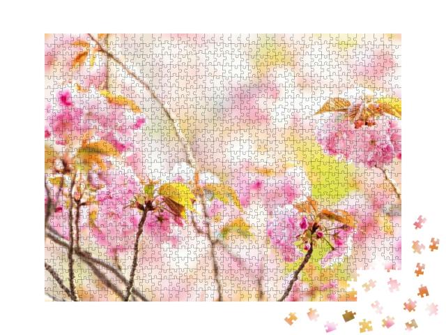 Puzzle 1000 Teile „Wunderschöne blühende Kirschzweige“
