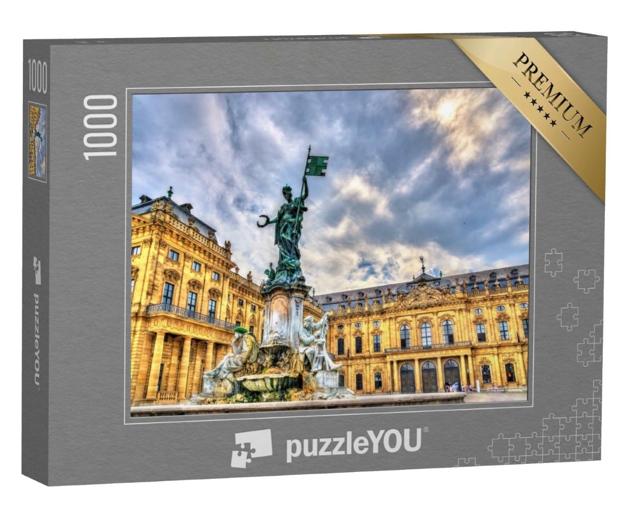 Puzzle 1000 Teile „Frankoniabrunnen an der Würzburger Residenz in Bayern, Deutschland“