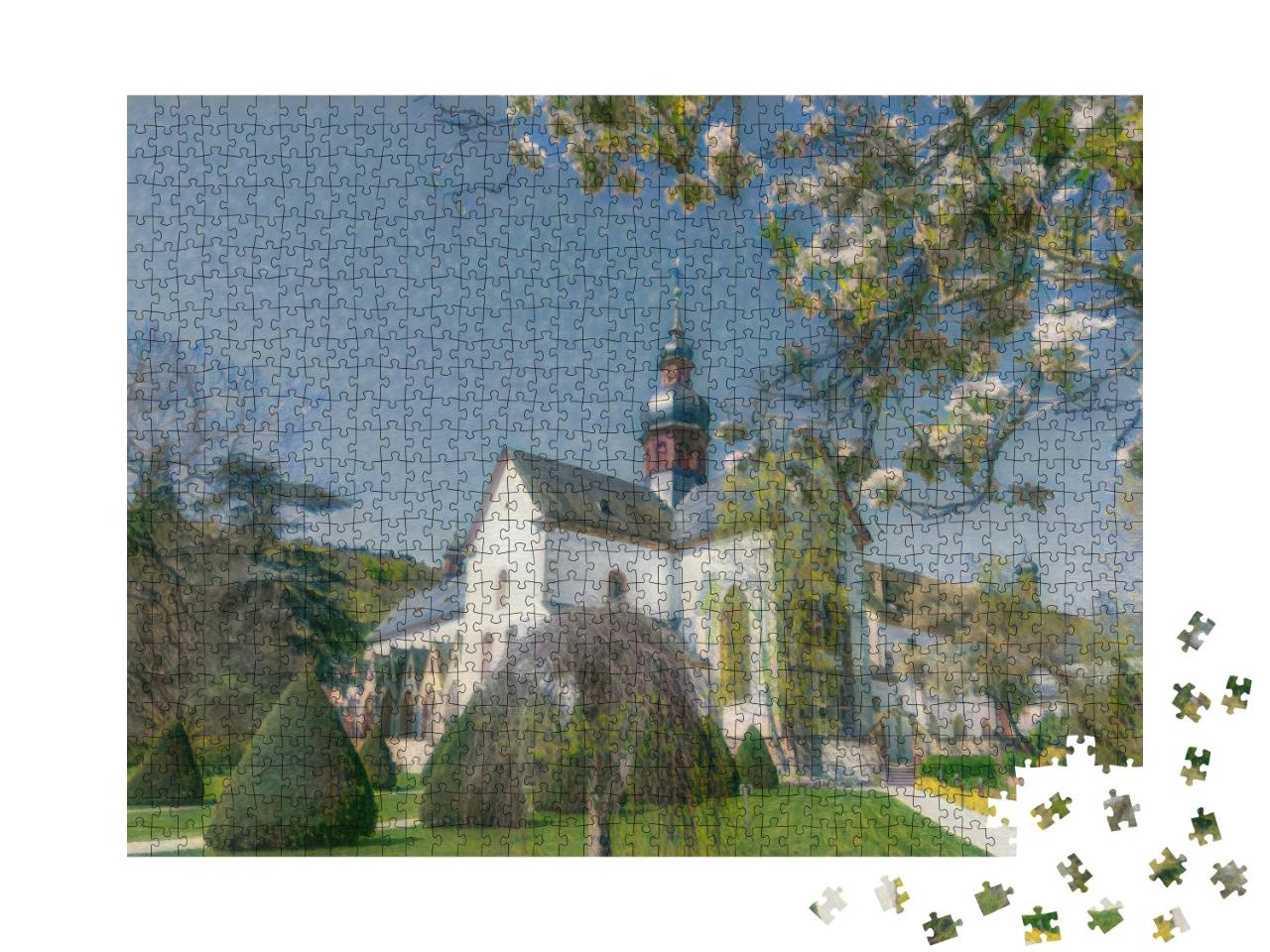 Puzzle 1000 Teile „im Kunst-Stil von Claude Monet - Klosterarchitektur in Europa - Puzzle-Kollektion Künstler & Gemälde“