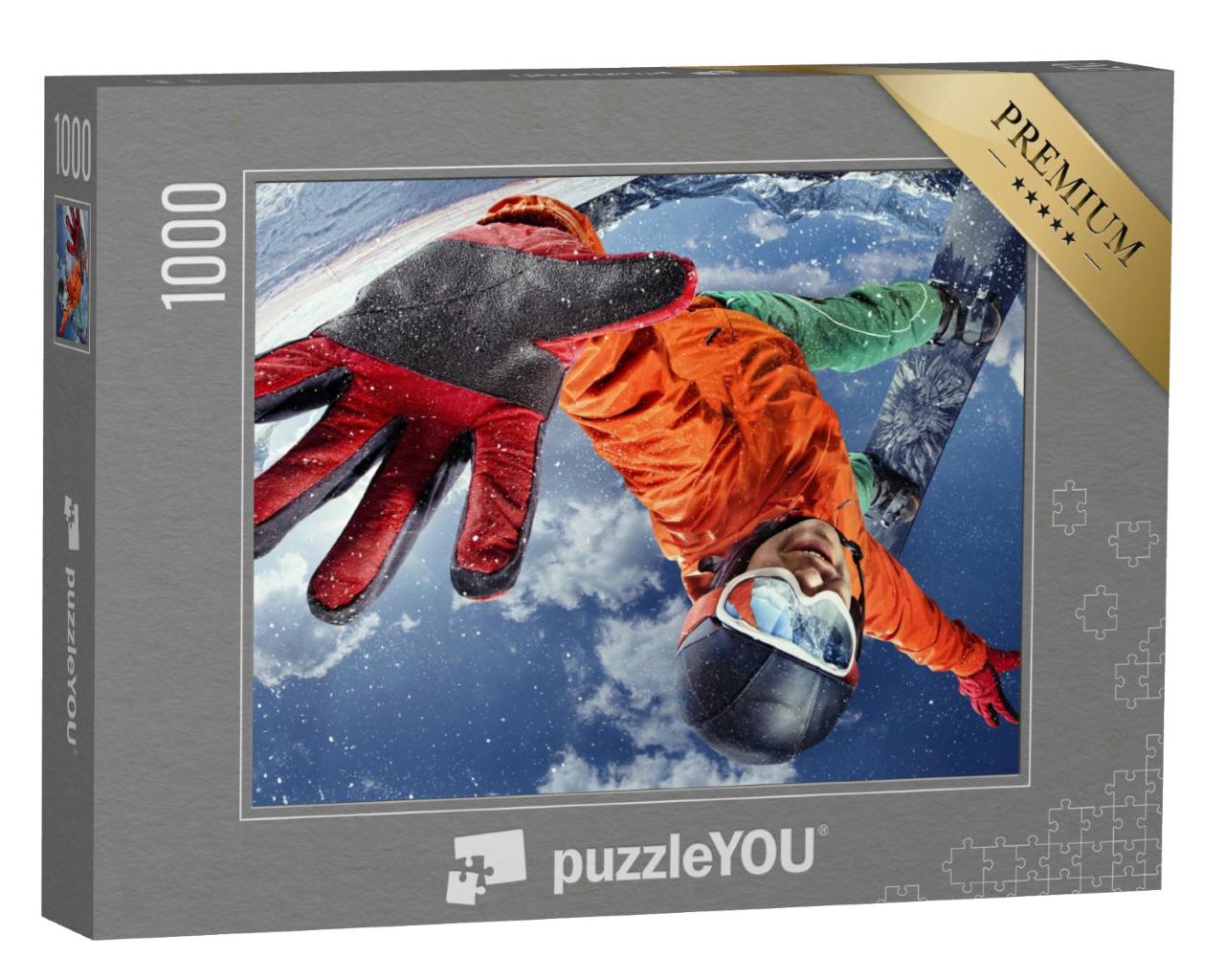 Puzzle 1000 Teile „Kopfüber: Salto mit Snowboard“