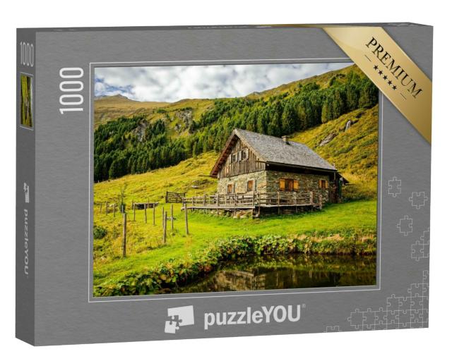 Puzzle 1000 Teile „Eine einsame Hütte in den Bergen“