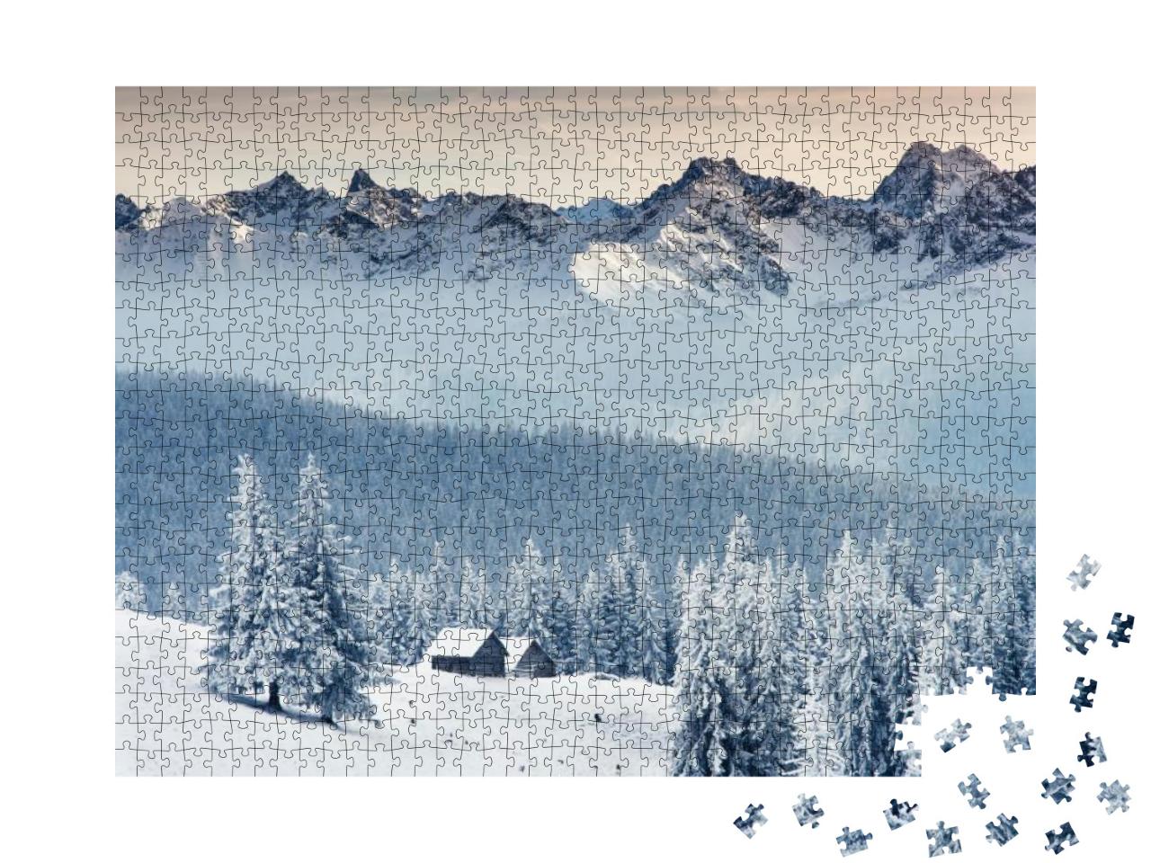 Puzzle 1000 Teile „Winterlich verschneites Bergpanorama“