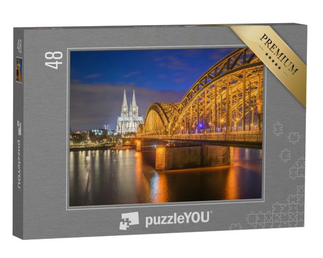 Puzzle 48 Teile „Nachtansicht des Kölner Doms in Köln, Deutschland“