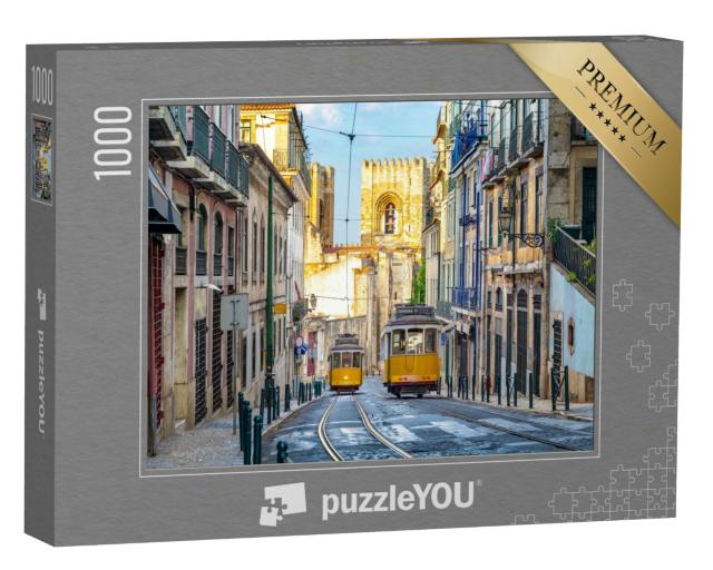 Puzzle 1000 Teile „Straßenbahn der Linie 28 in Lissabon, Portugal“