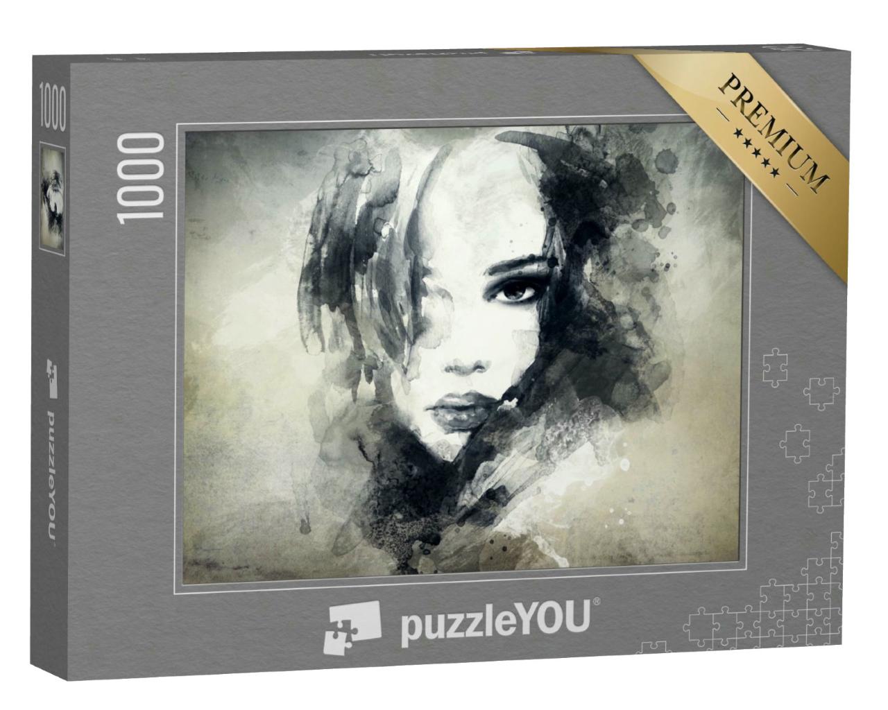 Puzzle 1000 Teile „Aquarell: Portrait einer Frau“