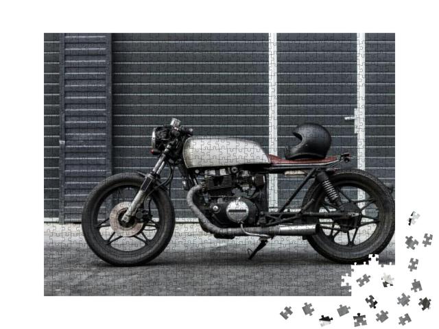 Puzzle 1000 Teile „Vintage-Motorrad bereit zur Abfahrt“