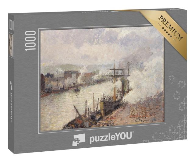 Puzzle 1000 Teile „Camille Pissarro - Dampfschiffe im Hafen von Rouen“
