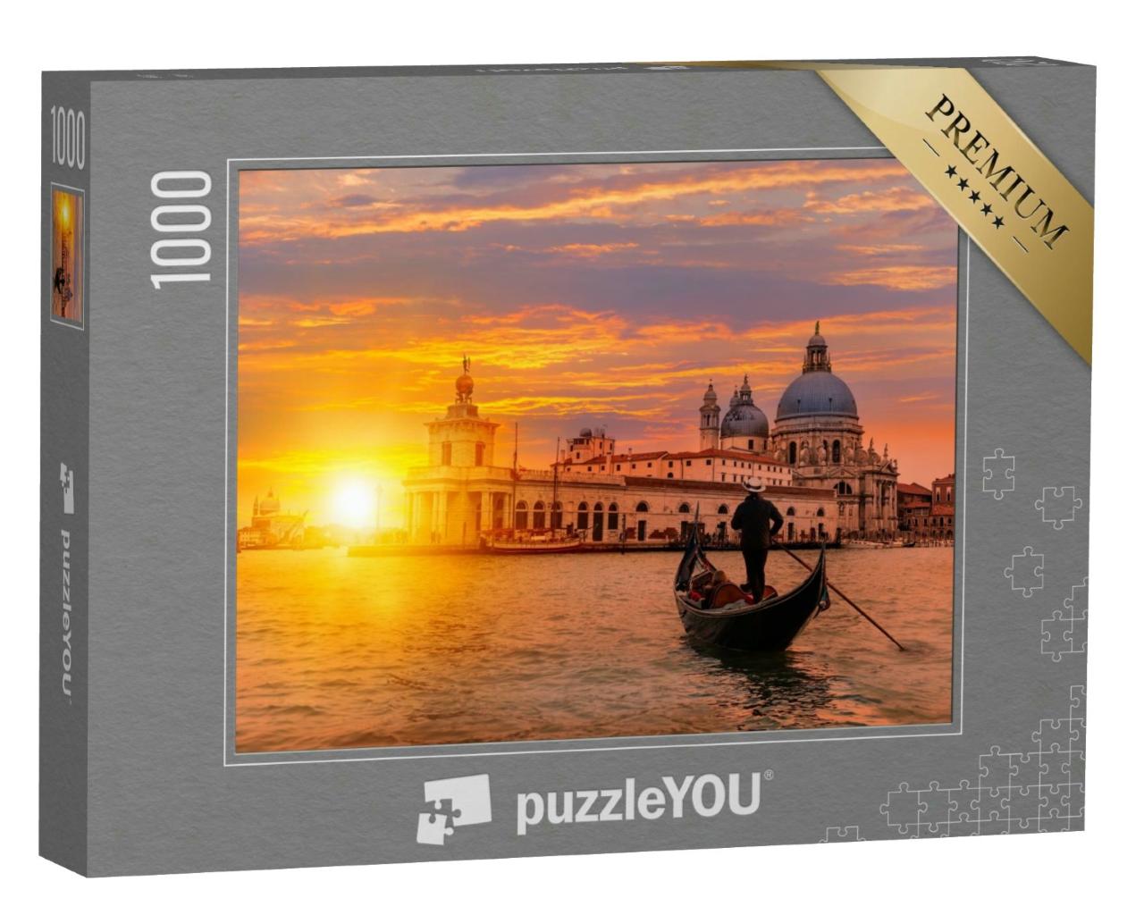Puzzle 1000 Teile „Gondoliere mit Gondel auf einem Kanal, Venedig, Italien“