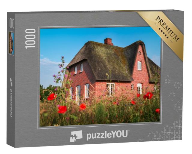 Puzzle 1000 Teile „Wunderschönes altes Reetdachhaus auf der Insel Sylt, Deutschland“