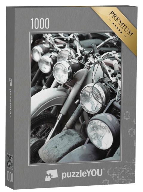 Puzzle 1000 Teile „Schwarz-Weiß-Fotografie: Retro-Motorräder“