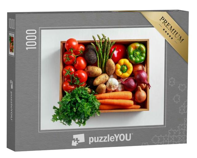 Puzzle 1000 Teile „Frisches Gemüse in einer Holzkiste“