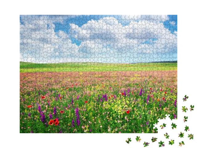 Puzzle 1000 Teile „Frühlingshafte Blumenwiese“