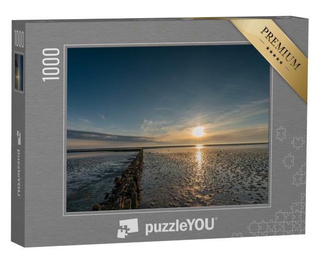 Puzzle 1000 Teile „Sonnenuntergang über dem Wattenmeer, Nordfriesland“