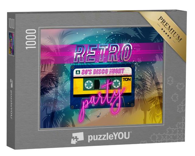 Puzzle 1000 Teile „Musik-Banner Retro 80s Disco Night Party“