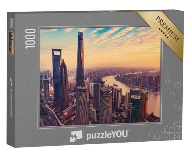 Puzzle 1000 Teile „Luftaufnahme der Stadt Shanghai“