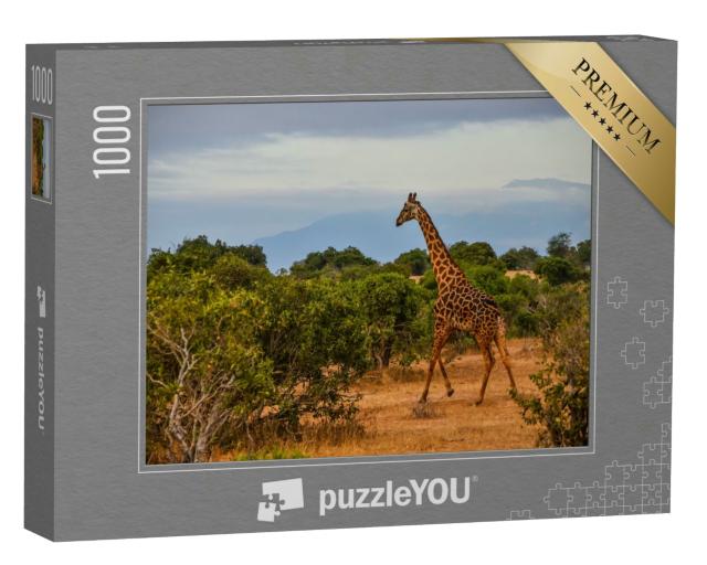 Puzzle 1000 Teile „Giraffe inmitten der kenianischen Savanne“