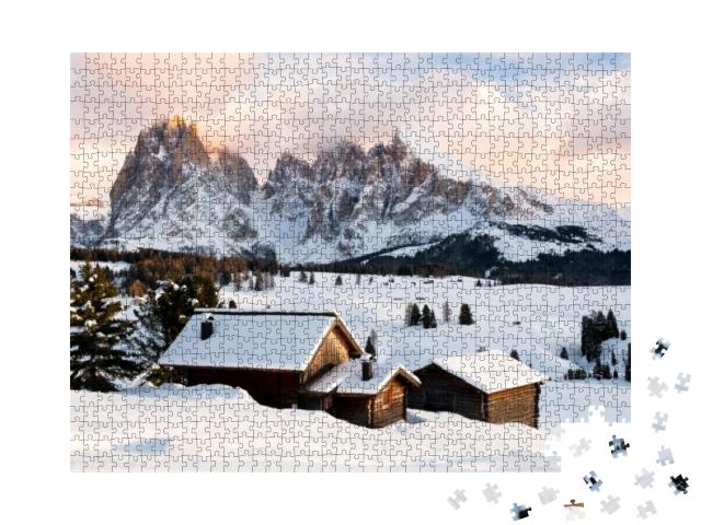 Puzzle 1000 Teile „Alpe di Suisi im Winter“