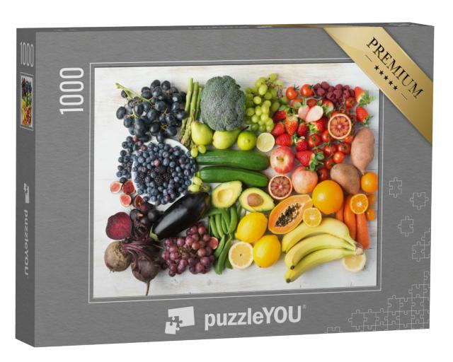Puzzle 1000 Teile „Sortiment von Obst und Gemüse in Regenbogenfarben“