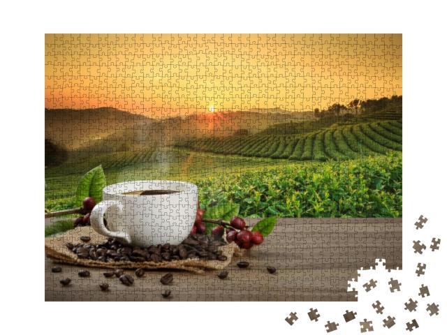 Puzzle 1000 Teile „Eine Tasse frisch gebrühter Kaffee “