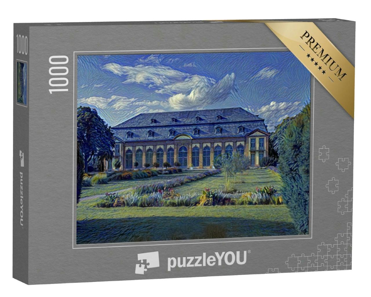 Puzzle 1000 Teile „im Kunst-Stil von van Gogh, Sternennacht - Altes Haus in Darmstadt, Hessen, Deutschland“
