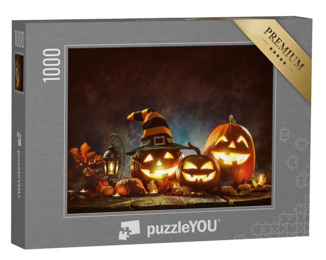 Puzzle 1000 Teile „Halloween-Kürbisse mit Kerzenlicht“