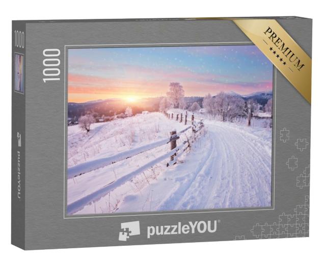 Puzzle 1000 Teile „Sonnenuntergang im Winterwunderland“