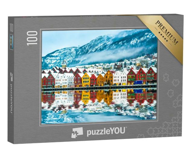 Puzzle 100 Teile „Blick auf Bergen, Norwegen“