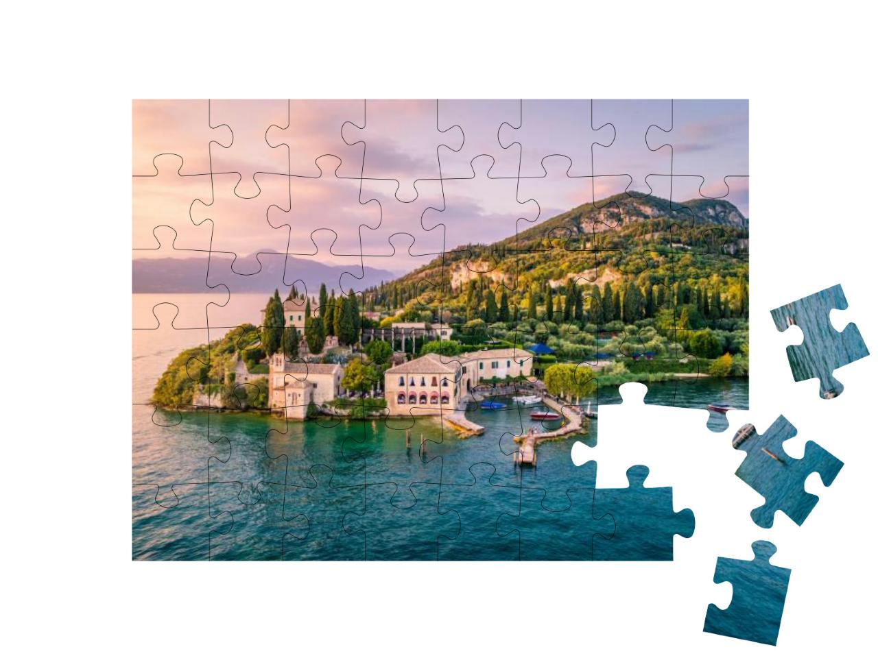 Puzzle 48 Teile „Punta San Vigilio am Gardasee, Italien“