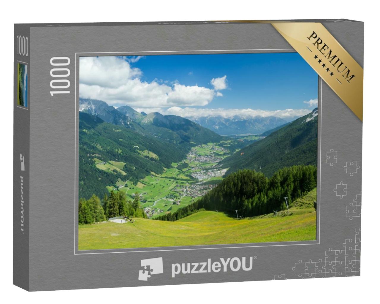 Puzzle 1000 Teile „Blick über das grüne Stubaital“