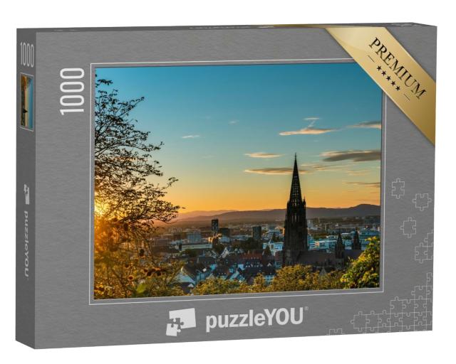 Puzzle 1000 Teile „Magischer Sonnenuntergang über Freiburg im Breisgau“