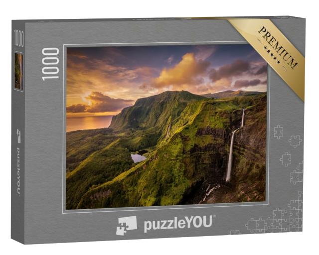 Puzzle 1000 Teile „Wasserfall auf der Insel Flores, Azoren, Portugal“