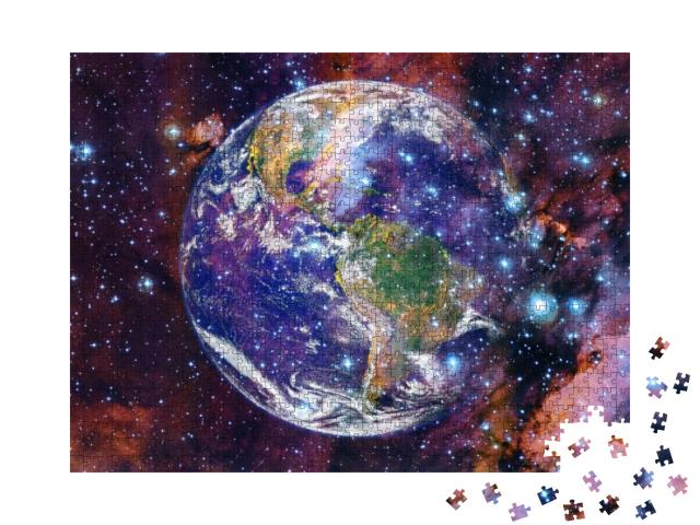 Puzzle 1000 Teile „Planet Erde, Science-Fiction-Tapete“