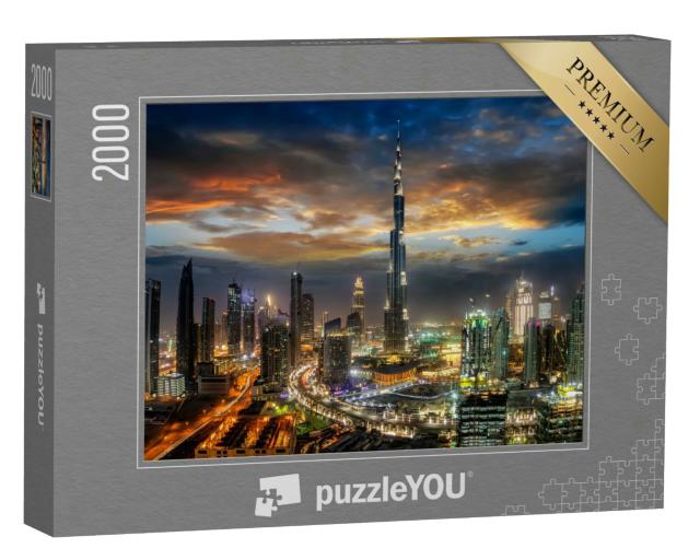 Puzzle 2000 Teile „Dubai Business Bay bei Nacht“